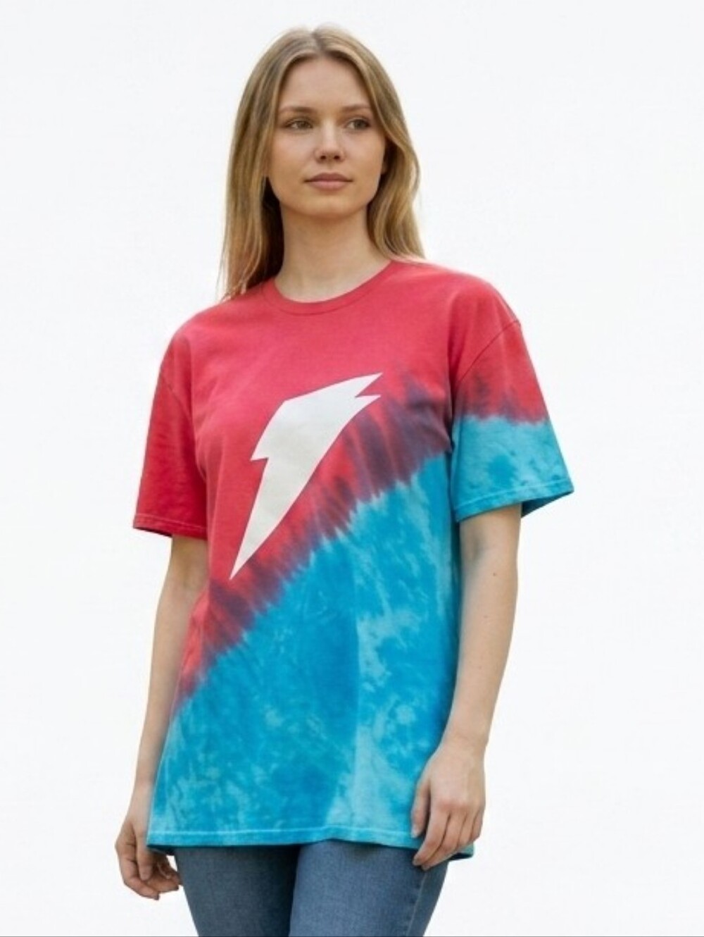 Red and Blue Tie-Dye Gatorade T-Shirt with White Gatorade Lightning Bolt